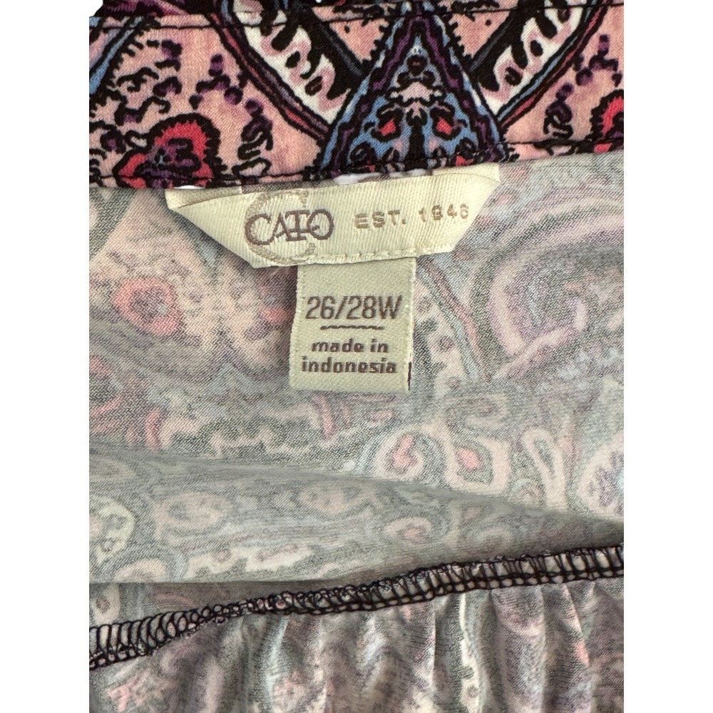 Cato Plus Size 26 28W Paisley Bell Sleeve V Neck Blouse Top Kightweight Casual - Picture 10 of 12